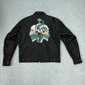 Xelement Jacket Mens Large Black Skull Snake Embroidered Waterproof Motorcycle